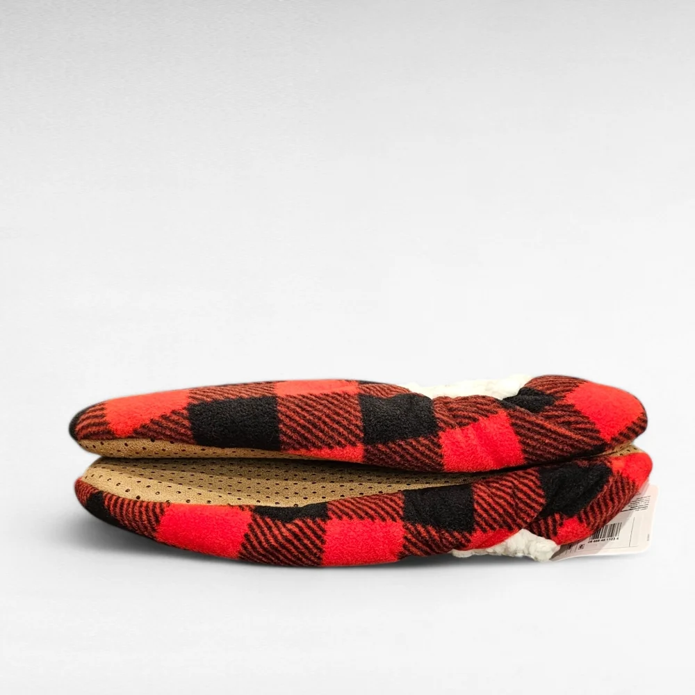 Fuzzy Babba Mens Slipper Socks Buffalo Red/Black L/XL